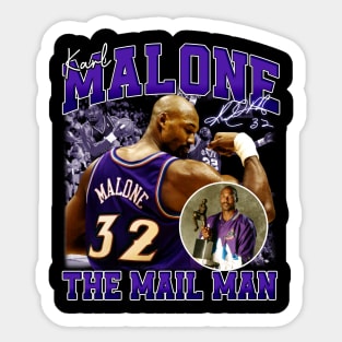 Karl Malone The Mail Man Basketball Legend Signature Vintage Retro 80s 90s Bootleg Rap Style Sticker